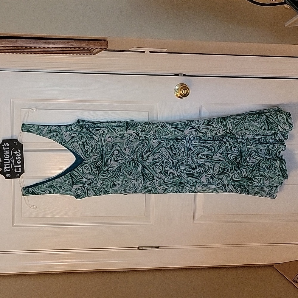 Michael Kors Dress Large Green White Sleeveless